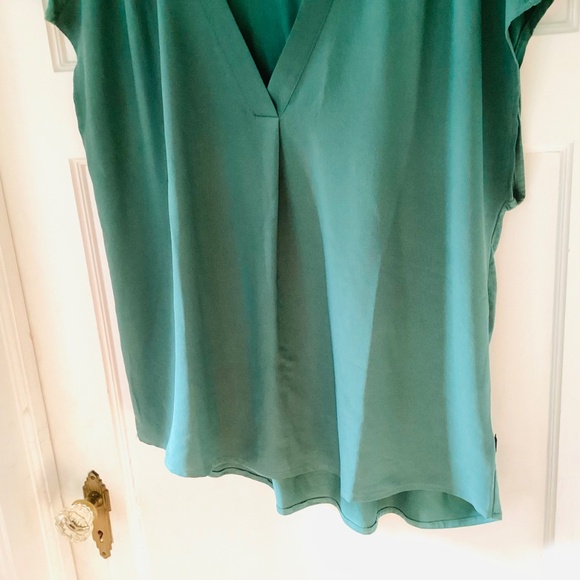 BANANA REPUBLIC Jade GREEN V-NECK SLEEVELESS TANK BLOUSE WOMENS Sz L minimalist - Picture 5 of 14